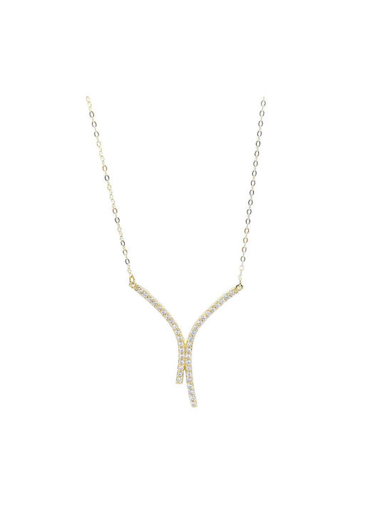 9K GOLD NECKLACE WITH ZIRCONIA RKLG643