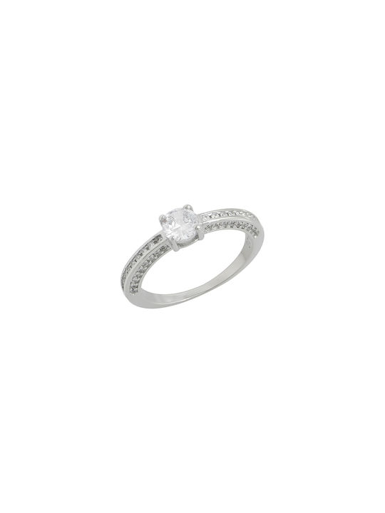 Solitaire Ring White Silver 925