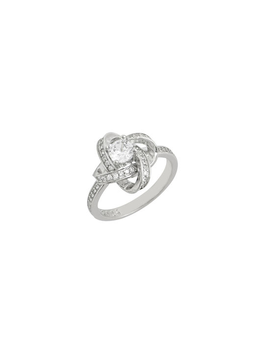 Solitaire Ring White Silver 925