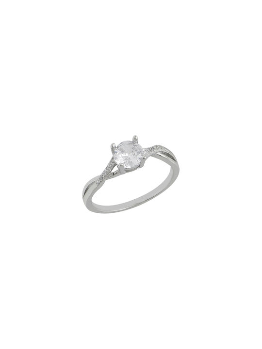 Solitaire Ring White Silver 925