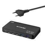 BlitzWolf Charging Stand with 2 USB-A Ports and 3 USB-C Ports 120W Power Delivery / Quick Charge 3.0 in Black color (BW-i100)