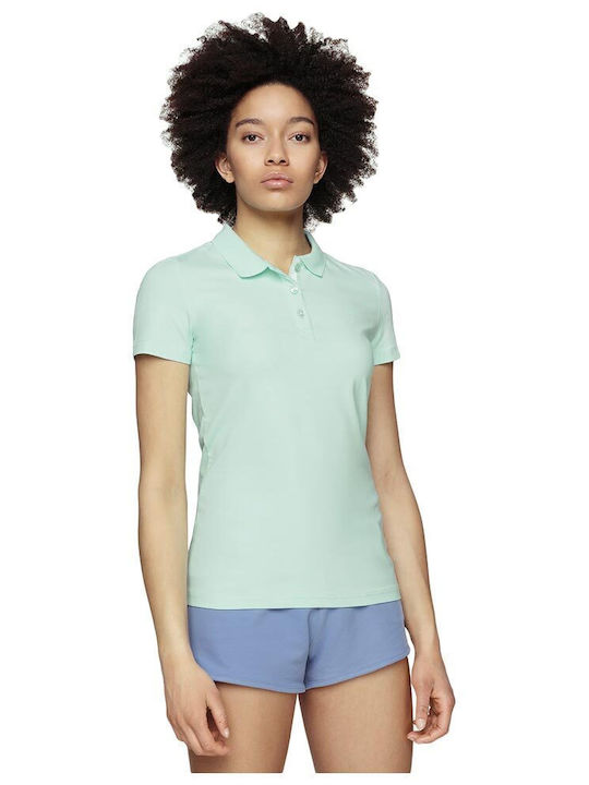 4F Women's Athletic Polo Shirt Short Sleeve Blue