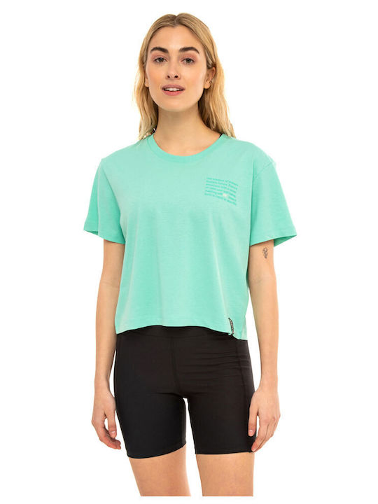 Bluze Damă Crop Top Bumbac Mâneci Scurte Turcoaz