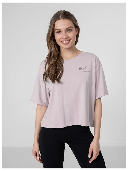 4F Γυναικεία Μπλούζα Βαμβακερή Κοντομάνικη Ροζ