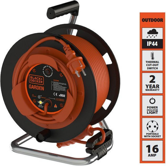 Black & Decker Extension Reel Cord 3 x 1.5mm²/27m Black