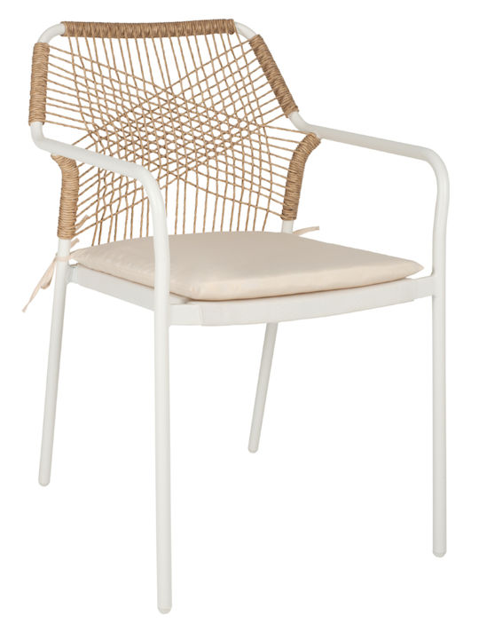 Outdoor Aluminum Chair Trotter White with Cushion 56x60x85cm