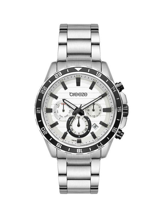 Breeze Watch Chronograph Battery with Silver Metal Bracelet