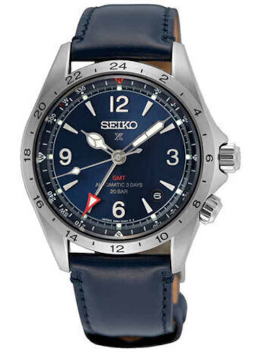 Seiko Alpinist Land Ανδρικό Ρολόι Αυτόματο με Μπλε Δερμάτινο Λουράκι
