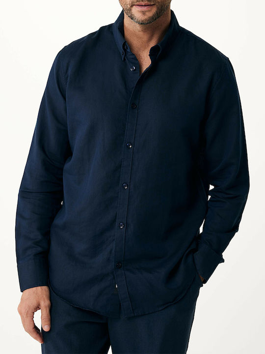 Mexx Langärmlig Leinen Hemd Darkblue