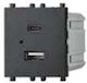 Lineme Walled Power Socket with 2 USB Ports Black