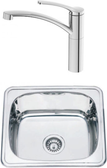 Inter Ceramic Ένθετος Νεροχύτης Inox Μ48xΠ42cm Ασημί