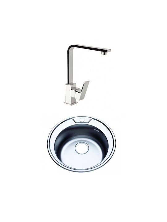 Inter Ceramic Ένθετος Νεροχύτης Inox Μ49xΠ49cm Ασημί