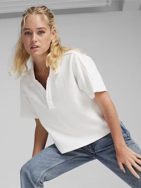 Puma Women's Athletic Polo Shirt Short Sleeve White