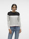 Vero Moda Women's Long Sleeve Sweater Cotton Striped Black