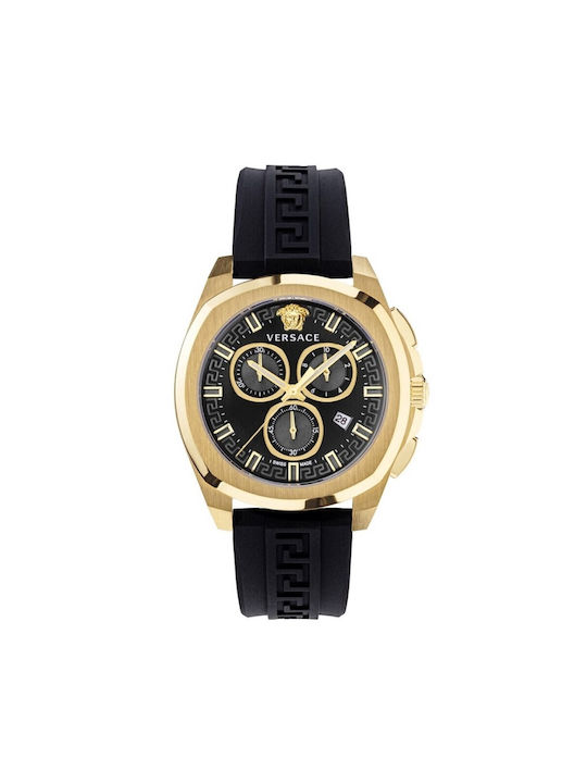 Versace Watch Chronograph Battery with Black Leather Strap