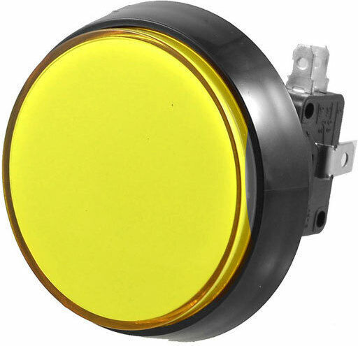 Arcade Flat Push Pushbutton with Lighting Switch Yellow