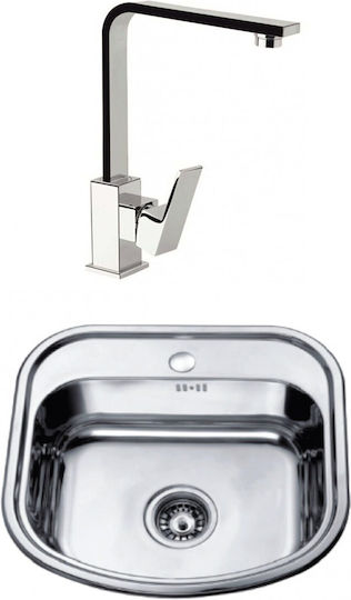 Inter Ceramic Alpaca ICSETICF71085497313ICK4749 Drop-In Spüle Inox B49xT47cm Silber