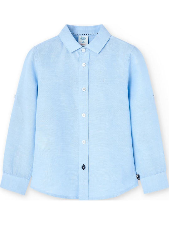 Kinder Hemd Langarm Leinen blau
