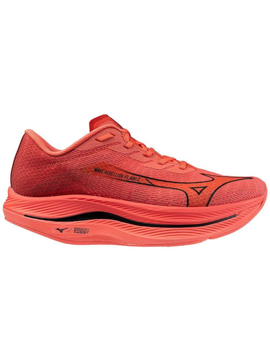 Mizuno Wave Rebellion Flash 2 Ανδρικά Αθλητικά Παπούτσια Running Dubarry / Black / Cranberry