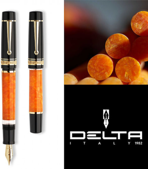 Delta Stilou Medium Auriu Cu Cerneală Roșie