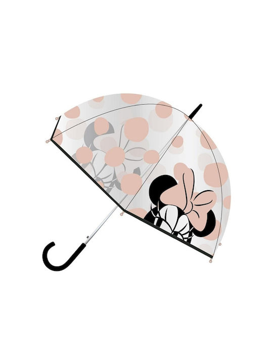 Minnie Mouse Kinder Regenschirm Gebogener Handgriff Rosa mit Durchmesser 89cm.