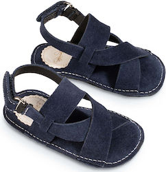 Babywalker Navy Blue Baptism Fabric Sandals