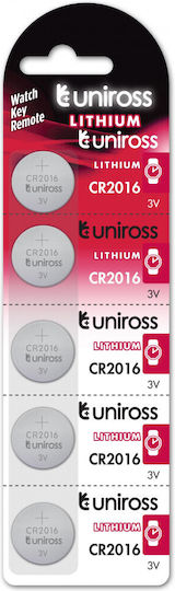 Uniross Batterien Lithium für Uhren CR2016 3V 5Stück