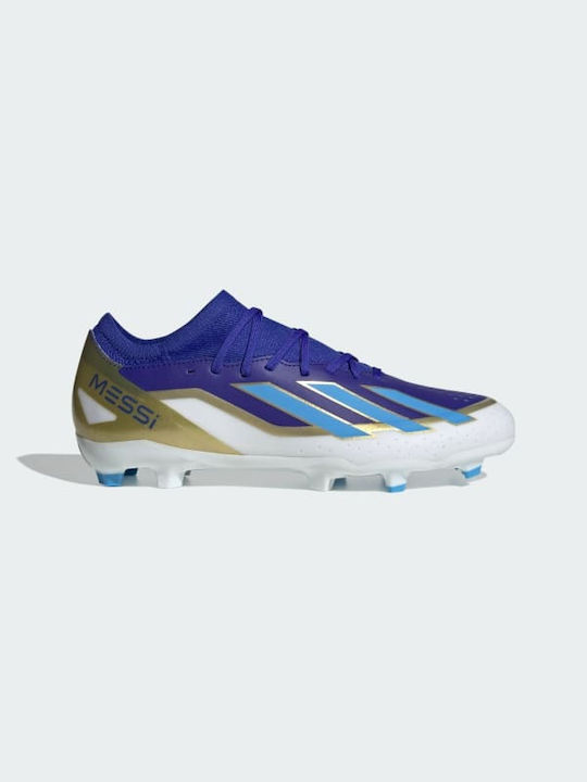 Adidas X Crazyfast League Messi Low Football Shoes FG with Cleats Lucid Blue / Blue Burst / Cloud White