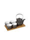 Espiel Ritual Tea Set with Cup Ceramic in Black Color 8pcs