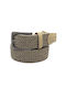 Legend Accessories Men's Knitted Leather Elastic Belt Beige