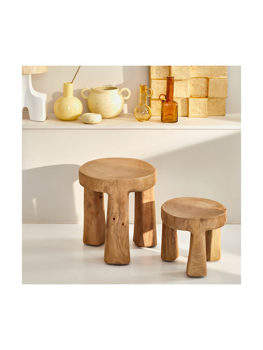 Stool For Living Room Wooden Natural 27x27x25cm