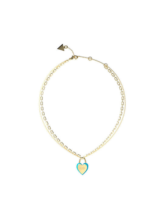 Guess Halskette mit Design Herz aus Vergoldet Stahl