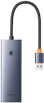 Baseus Ultrajoy Series Lite USB 3.0 Hub 4 Θυρών με σύνδεση USB-A / Ethernet Γκρι