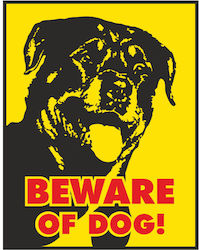 Fritzyart Sign Caution Dog 20x16cm.