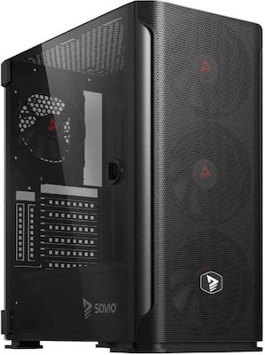 Savio SHADOW X2 Gaming Midi Tower Computer Case with Window Panel Black