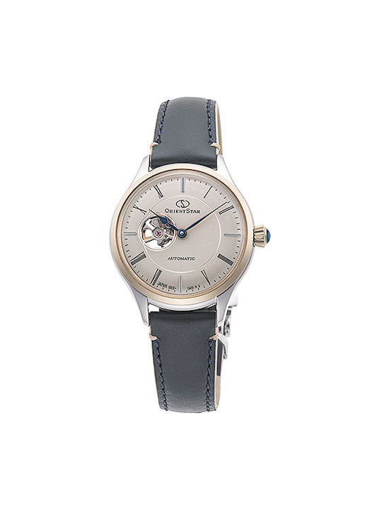 Orient Γυναικείο Ρολόι 30mm Αυτόματο με Γκρι Δερμάτινο Λουράκι