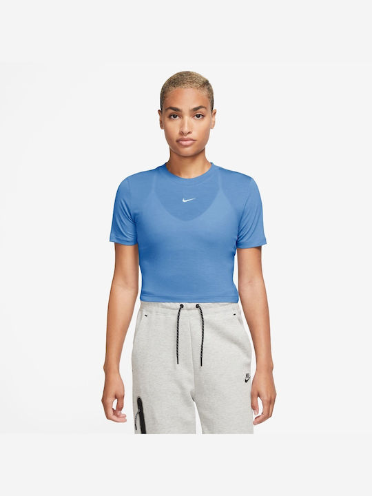 Nike Femeie Sport Polo Bluză Mânecă scurtă Albastru deschis