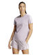 Adidas Essentials 3-stripes Damen Sport T-Shirt Gestreift Flieder