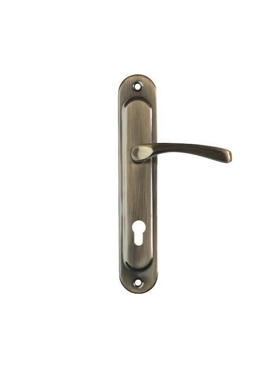 Import Hellas Lever Front Door with Plate Right 582 Oxide