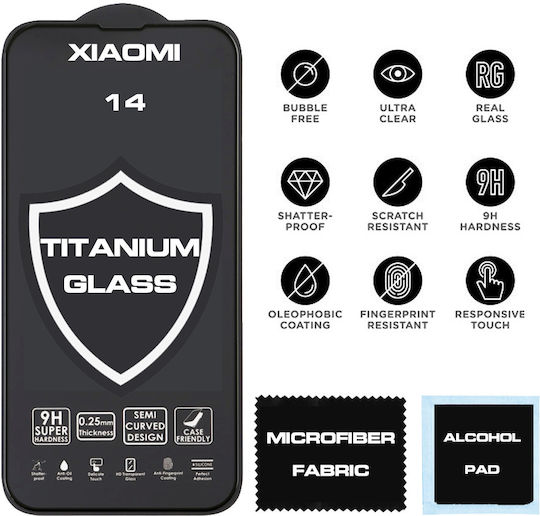 0.25mm Adeziv complet Full Face Tempered Glass Negru (Xiaomi 14)
