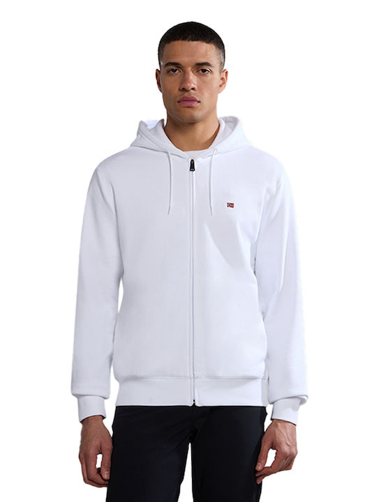 Napapijri Herren Sweatshirt Jacke mit Kapuze und Taschen Weiß