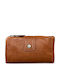 Large Leather Women's Wallet Coins with RFID Tabac Brown
