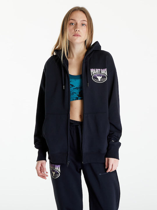 Project Rock Long Women's Sweatshirt Jacket Hooded Black