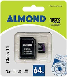 Almond microSDHC 64GB Clasa 10 cu adaptor