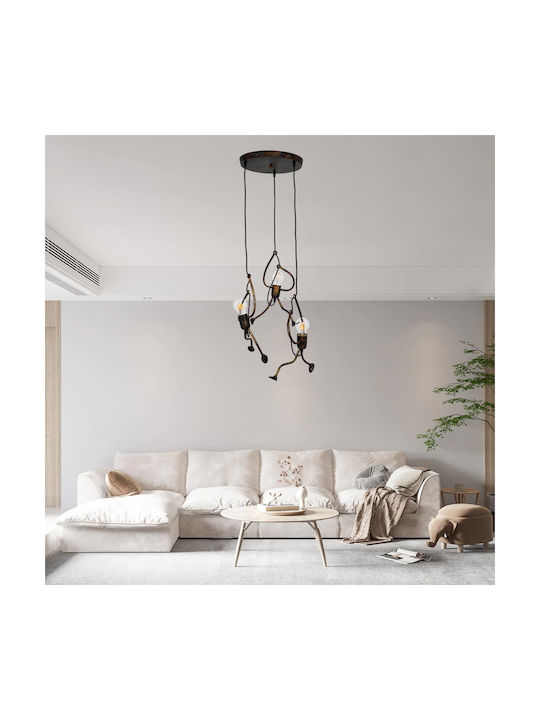 GloboStar Pendant Light Three-Light for Socket E27 Bronze