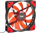 Akyga AW-12E-BR Case Fan 120mm με Κόκκινο Φωτισμό και Σύνδεση 3-Pin / 4-Pin Molex Μπλε