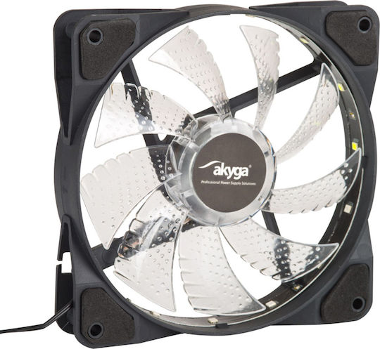 AW-12D-LED Case Fan 120mm with White Lighting and Connection 3-Pin / 4-Pin Molex 1pcs White