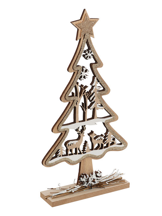 Christmas Decorative Wood Tree 29cm Beige
