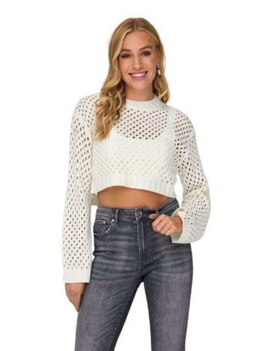 Only Women's Long Sleeve Crop Pullover Marshmallow