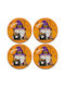 Koupakoupa Happy Halloween (Halloween) Rotund Suporturi pentru pahare Lemn Portocaliu 4buc